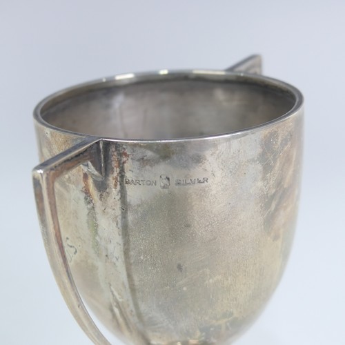 151 - An early 20thC Anglo - Indian silver Trophy Cup, by Barton, Son & Co., of plain goblet form, wit... 