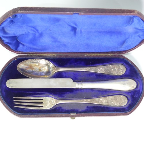 154 - A Victorian silver Christening / Travelling cutlery set, by Martin, Hall & Co., hallmarked Londo... 