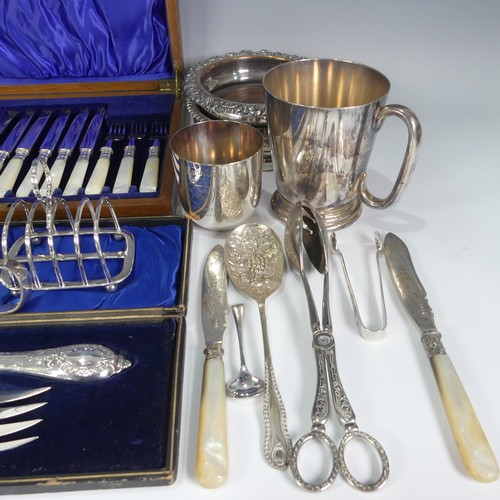 159 - A quantity of Silver Plate, including a pair of bottle coasters, toast racks, sauce boats, flatware ... 