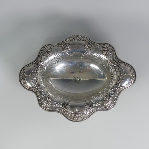 163 - An American sterling silver Bon Bon Dish, by Gorham, design no A294, of lozenge form with pierced fo... 