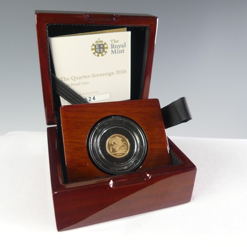 759 - An Elizabeth II gold proof Quarter Sovereign, dated 2016, in Royal Mint presentation case with certi... 