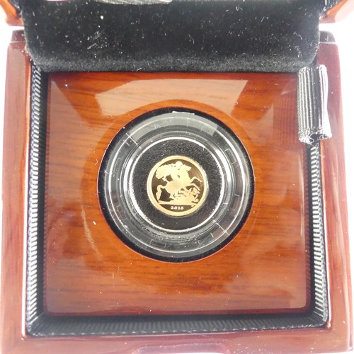 759 - An Elizabeth II gold proof Quarter Sovereign, dated 2016, in Royal Mint presentation case with certi... 