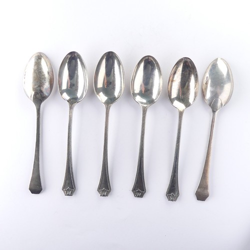 165 - A set of six silver Teaspoons, four with London import marks for 1927, the other two hallmarked Birm... 