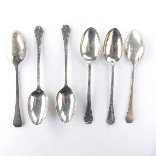 165 - A set of six silver Teaspoons, four with London import marks for 1927, the other two hallmarked Birm... 