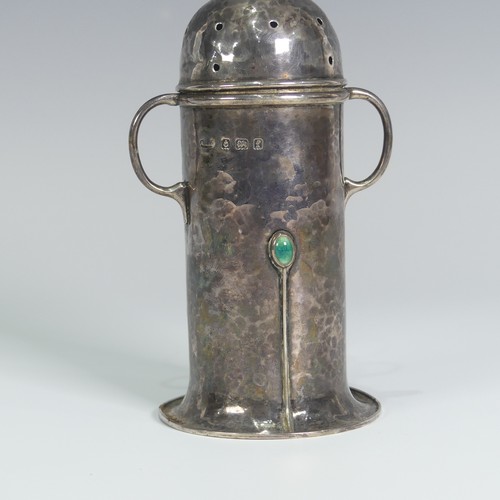 173 - A.E.Jones; An Edwardian silver Sugar Caster, hallmarked Birmingham, 1905, or lighthouse form with re... 