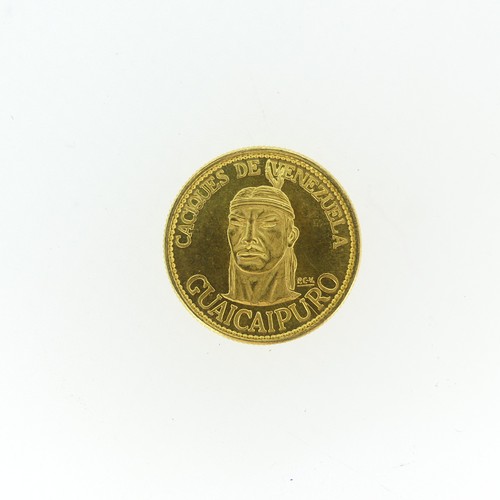 764 - A Venezuelan Cacique Urimare gold (900) Coin Token, 6g.