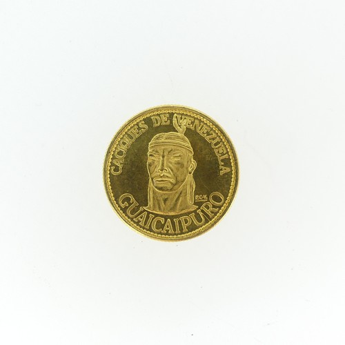 764 - A Venezuelan Cacique Urimare gold (900) Coin Token, 6g.