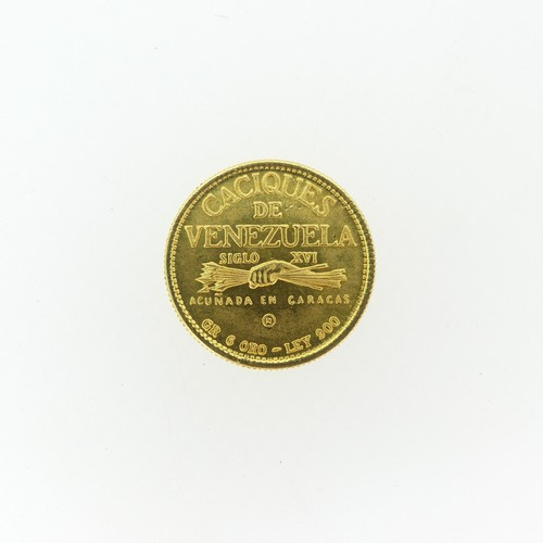 764 - A Venezuelan Cacique Urimare gold (900) Coin Token, 6g.