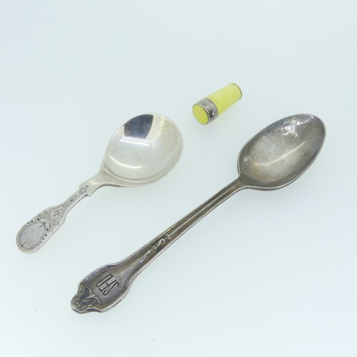 186 - A silver Caddy Spoon, by Francis Howard Ltd., hallmarked Sheffield, 1972, in the Georgian style with... 