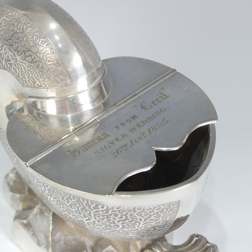 189 - A late Victorian silver plated Nautilus shell shaped Spoon Warmer, by Army & Navy Cooperative So... 