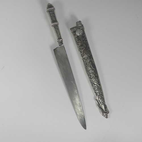 191 - A silver South American Gaucho Cowboy Knife and Sheath, maker's mark A E & Co 