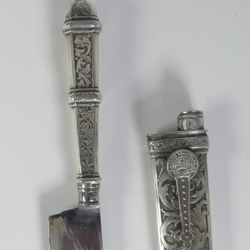 191 - A silver South American Gaucho Cowboy Knife and Sheath, maker's mark A E & Co 