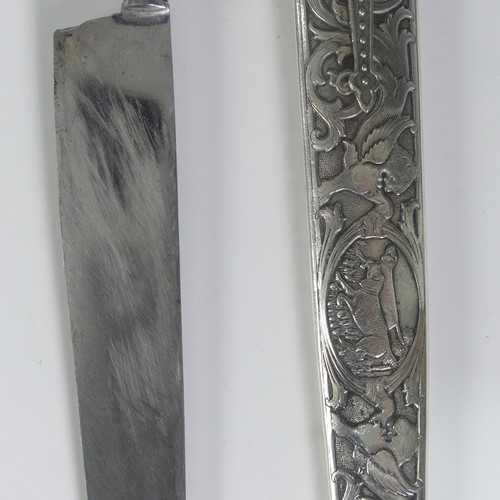 191 - A silver South American Gaucho Cowboy Knife and Sheath, maker's mark A E & Co 