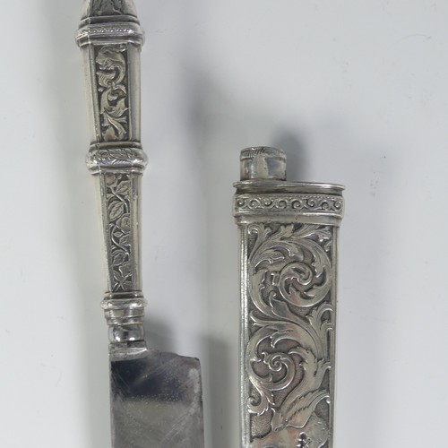 191 - A silver South American Gaucho Cowboy Knife and Sheath, maker's mark A E & Co 