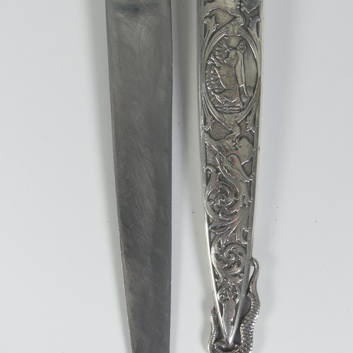 191 - A silver South American Gaucho Cowboy Knife and Sheath, maker's mark A E & Co 