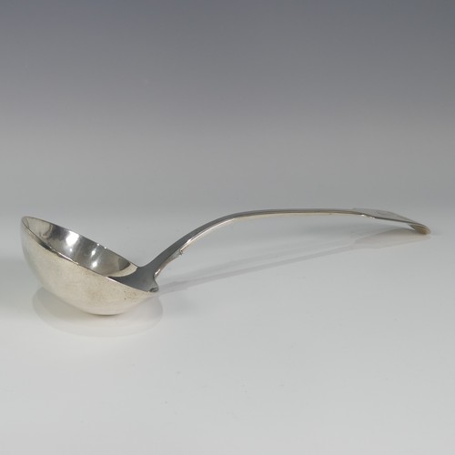 193 - A William IV silver fiddle pattern Soup Ladle, by John Walton, hallmarked Newcastle, 1836, monogramm... 