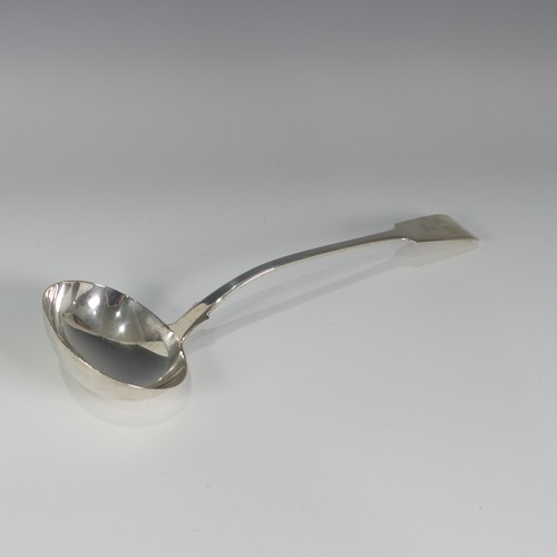 193 - A William IV silver fiddle pattern Soup Ladle, by John Walton, hallmarked Newcastle, 1836, monogramm... 