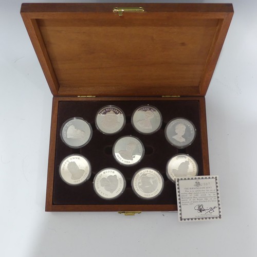 763 - The Birmingham Mint 'Queens of the British Isles' sterling silver medallion Set, hallmarked Birmingh... 