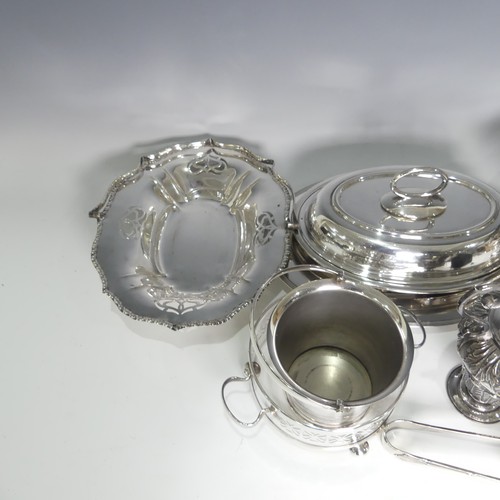 93 - A quantity of Silver Plate including entree dish, swing handled basket, urn etc., (a lot)... 