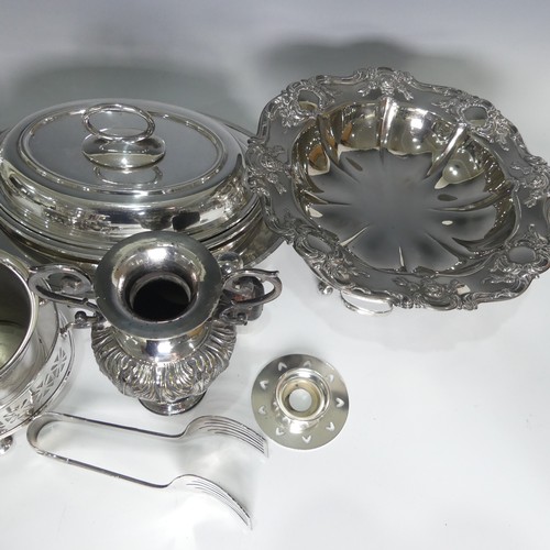 93 - A quantity of Silver Plate including entree dish, swing handled basket, urn etc., (a lot)... 