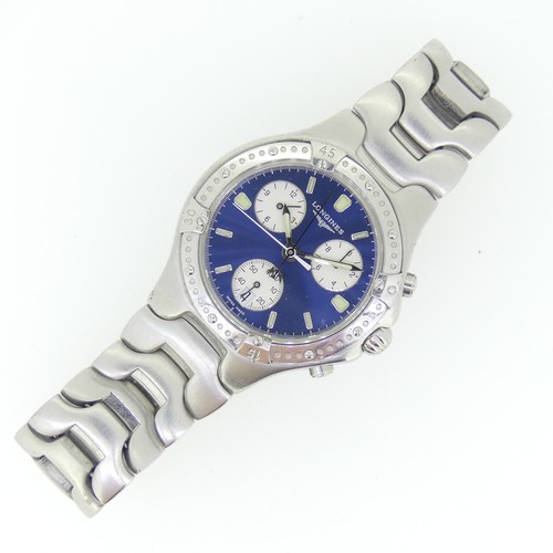 210 - A Longines 'Sport Wing' stainless steel chronograph quartz bracelet Watch, model no. L3 614 4, 37mm ... 