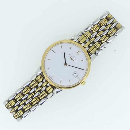 209 - A Longines 'Les grandes classiques' gold plated stainless steel quartz Wristwatch, the white dial wi... 