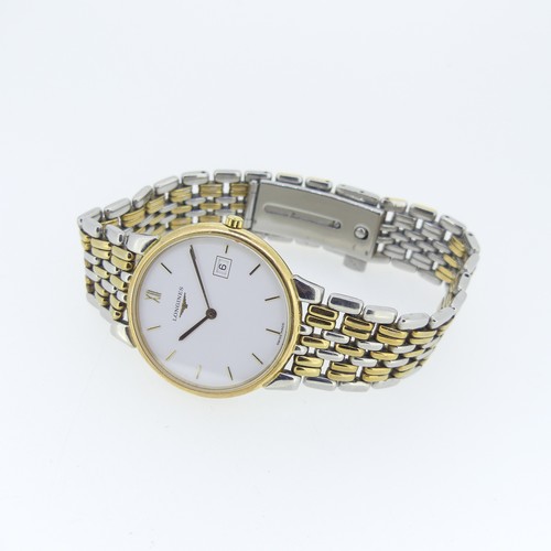 209 - A Longines 'Les grandes classiques' gold plated stainless steel quartz Wristwatch, the white dial wi... 