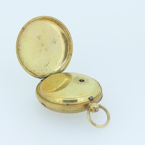 239 - A Victorian 18ct gold Pocket Watch, gilt dial with foliate decoration and black Roman Numerals, 18ct... 