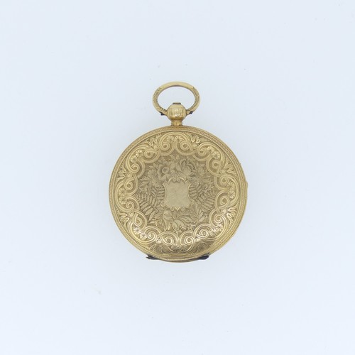 239 - A Victorian 18ct gold Pocket Watch, gilt dial with foliate decoration and black Roman Numerals, 18ct... 