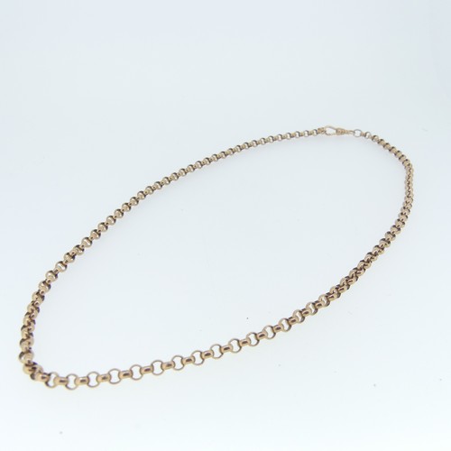 381 - A 9ct rose gold circular link Necklace, with watch chain clip, 51cm long, 19.3g.