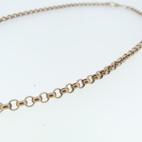 381 - A 9ct rose gold circular link Necklace, with watch chain clip, 51cm long, 19.3g.