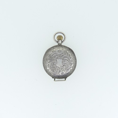 240 - A pretty early 20thC silver Fob Watch, London import marks for 1911, the white enamel dial with Roma... 