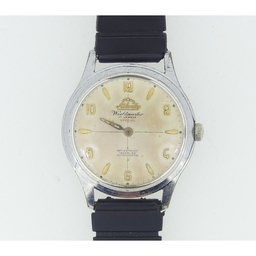 261 - An Atlantic Worldmaster Special stainless steel Wristwatch, c.1960's, the champagne dial with gilt n... 