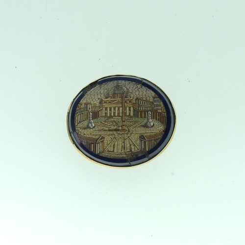 418 - A 19thC 'Grand Tour' Micromosaic Brooch, depicting St. Peter's Square in the Vatican, of oval form o... 