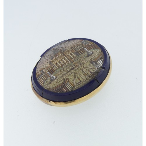 418 - A 19thC 'Grand Tour' Micromosaic Brooch, depicting St. Peter's Square in the Vatican, of oval form o... 