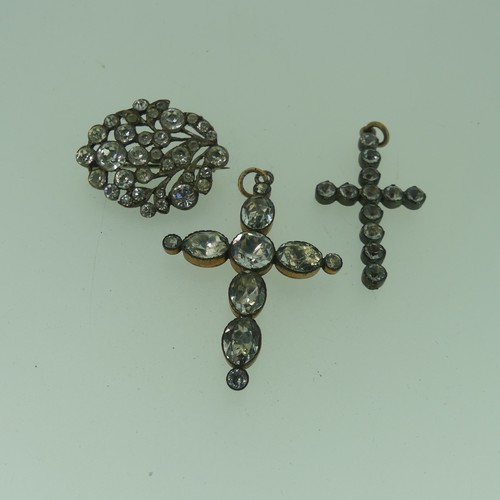 477 - A collection of antique and later Paste Jewellery, including green and white paste buckle, a small w... 