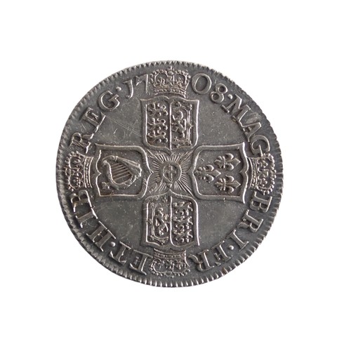 529 - A Queen Anne Shilling, dated 1708, e/f.Provenance; The Jeffery William John Dodman Collection of Coi... 