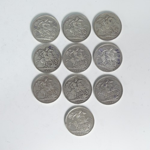 718 - Ten Victorian silver Crowns, dated 1889 (10)