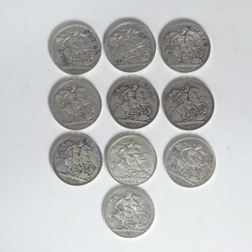 719 - Four Victorian silver Crowns, dated 1894, three 1900, two 1898 and one 1895 (10)