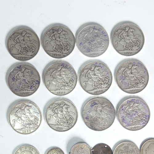 720 - Four Victorian silver Crowns, dated 1897, together with two 1895, two 1899, two 1893, one 1887 and 1... 