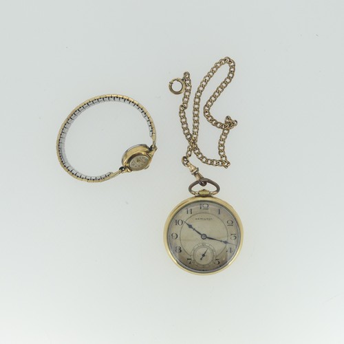 233 - An American gold plated pocket Watch, by Hamilton Watch Co., with 17-jewels movement, currently runn... 