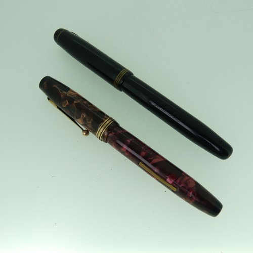 266 - Parker Parkette (Canada) fountain pen in pink marble, and a Parker Televisor (Canada) in black, toge... 