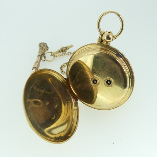 241 - A Victorian 15ct gold hunter Pocket Watch, the white enamel dial with Roman Numerals and subsidiary ... 