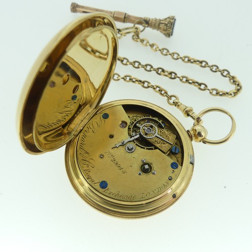 241 - A Victorian 15ct gold hunter Pocket Watch, the white enamel dial with Roman Numerals and subsidiary ... 