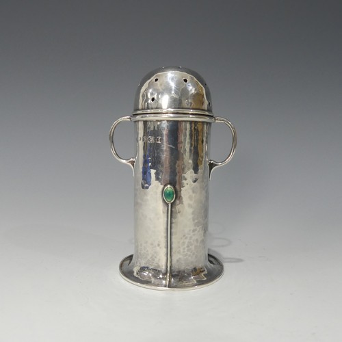 173 - A.E.Jones; An Edwardian silver Sugar Caster, hallmarked Birmingham, 1905, or lighthouse form with re... 