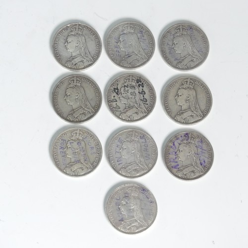 301 - Ten Victorian silver Crowns, dated 1890 (10)