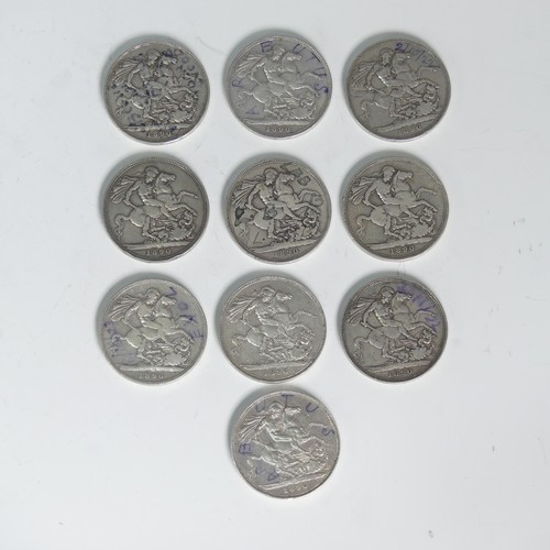 301 - Ten Victorian silver Crowns, dated 1890 (10)