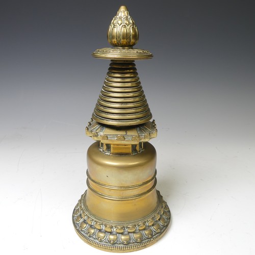 218 - An antique Buddhist reliquary Stupa (Tibet - Chorten), of typical form, the base with consecration s... 