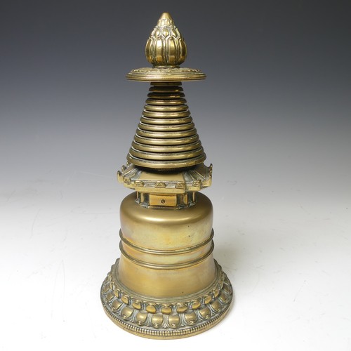 218 - An antique Buddhist reliquary Stupa (Tibet - Chorten), of typical form, the base with consecration s... 