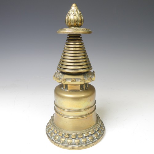 218 - An antique Buddhist reliquary Stupa (Tibet - Chorten), of typical form, the base with consecration s... 